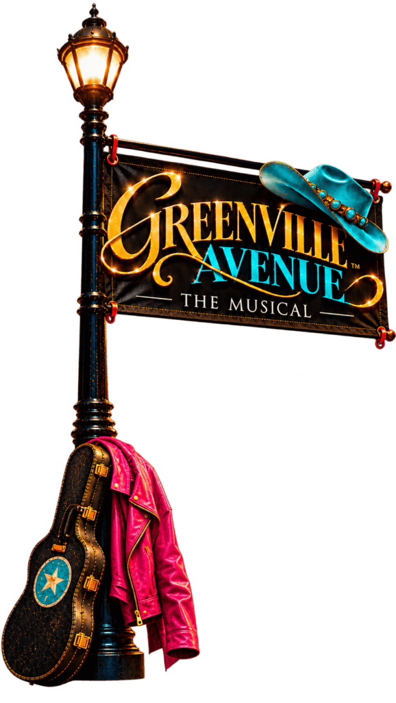 Streetlamp with guitar case and pink jacket